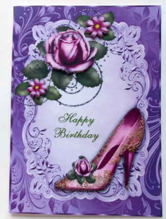 Beautiful Pink & Gold Shoe with Roses A4 by Eunice Roberts