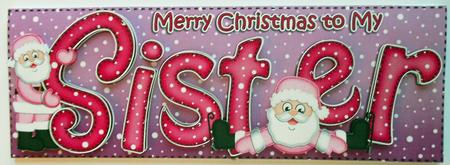 Large Dl Merry Christmas Sister Quick Card 3D Decoupage by Eunice Roberts