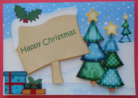 Xmas Blank A5 Quick Card 3D Decoupage by Eunice Roberts