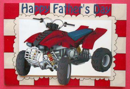 Red Quad Bike with Mud for Fathers Day A4 by Eunice Roberts