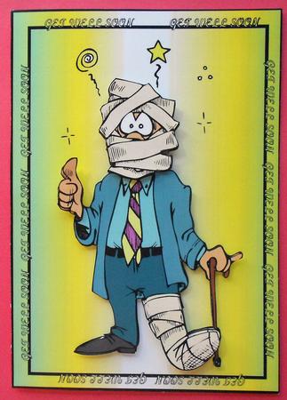 Get Well Soon - Man in Bandages by Eunice Roberts