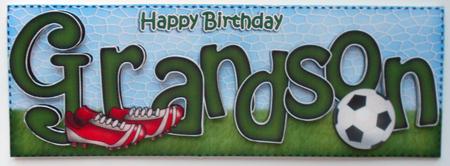 Birthday Grandson Large Dl Card N 3D Decoupage by Eunice Roberts
