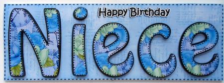 Large Dl Happy Birthday Niece Card & 3D Decoupage by Eunice Roberts