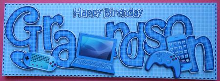 Birthday Grandson Large Dl Card N 3D Decoupage by Eunice Roberts