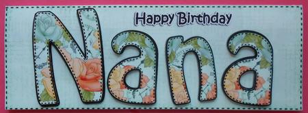 Large Dl Birthday Nana Roses Card & 3D Decoupage by Eunice Roberts