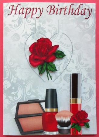 Lovely Makeup with Rose on Heart Pop Up A5 Landscape by Eunice Roberts