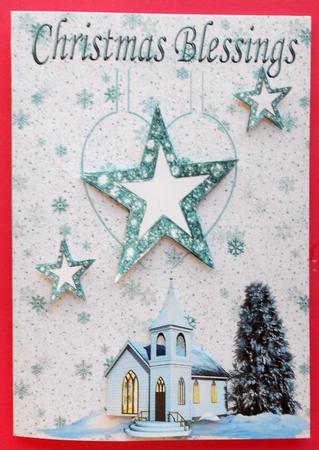 Church in Snow with Star on Heart Pop Out by Eunice Roberts