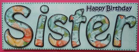 Large Dl Birthday Sister Roses Card & 3D Decoupage by Eunice Roberts