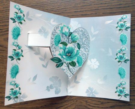 Pretty Turq Flowers with Butterflies Pop Up by Eunice Roberts