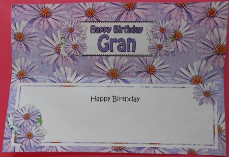 Birthday Gran Daisies Floral Large Dl Matching Insert by Eunice Roberts