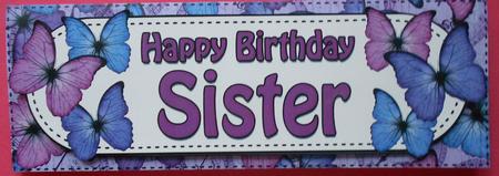 Large Dl Birthday Sister Butterflies Card & 3D Decoupage by Eunice Roberts
