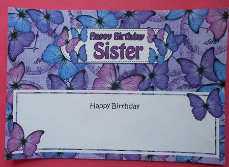 Birthday Sister Butterflies Large Dl Matching Insert by Eunice Roberts