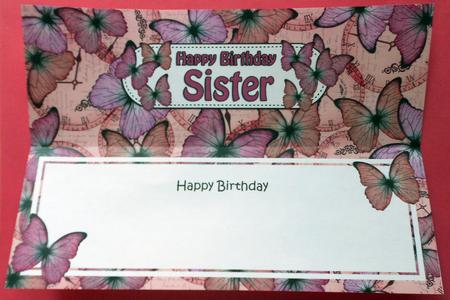 Birthday Sister Butterflies Large Dl Matching Insert by Eunice Roberts