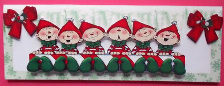 Singing Elves with Red Bows Dl by Eunice Roberts