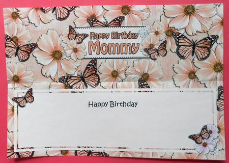 Birthday Mommy Floral Butterflies Large Dl Matching Insert by Eunice Roberts