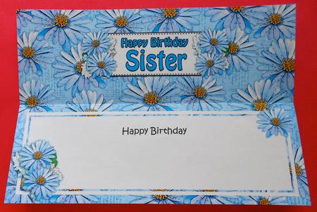 Birthday Sister Daisies Floral Large Dl Matching Insert by Eunice Roberts