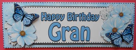 Large Dl Birthday Gran Floral Butterflies 3D Decoupage by Eunice Roberts