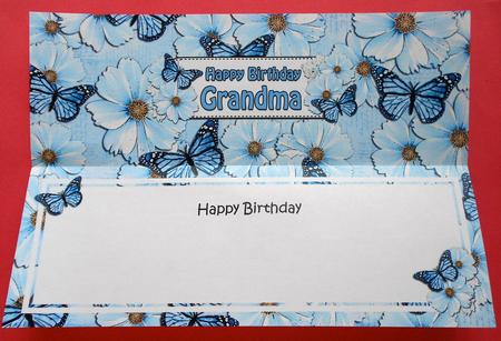 Birthday Grandma Floral Butterflies Large Dl Matching Insert by Eunice Roberts