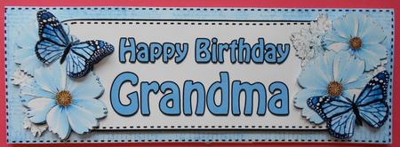 Large Dl Birthday Grandma Floral Butterflies 3D Decoupage by Eunice Roberts