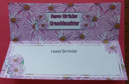 Birthday Granddaughter Daisies Floral Large Dl Insert by Eunice Roberts
