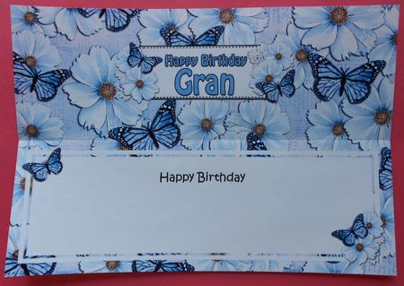 Birthday Gran Floral Butterflies Large Dl Matching Insert by Eunice Roberts