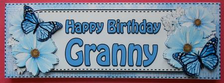 Large Dl Birthday Granny Floral Butterflies 3D Decoupage by Eunice Roberts
