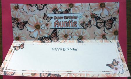 Birthday Auntie Floral Butterflies Large Dl Matching Insert by Eunice Roberts
