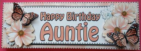 Large Dl Birthday Auntie Floral Butterflies 3D Decoupage by Eunice Roberts