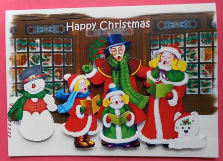 Vintage Carol Singers Snow Scene A4 by Eunice Roberts