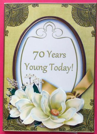 Lemon Magnolia 70 Years Young Oval 7x5in Topper by Eunice Roberts