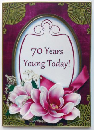 Cerise Magnolia 70 Years Young Oval 7x5in Topper by Eunice Roberts