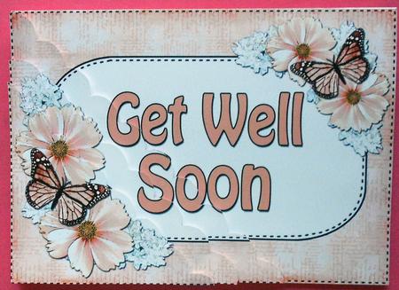 5x7 Flowers & Butterflies Get Well Soon Scallop Corner by Eunice Roberts