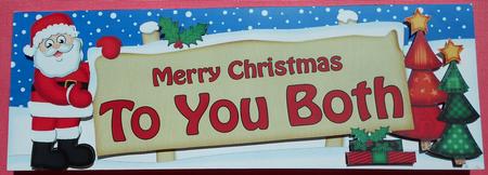 Xmas to You Both Santa Signpost Large Dl Easicut Decoupage by Eunice Roberts