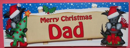 Xmas Dad Scottie Dogs Signpost Large Dl Easicut Decoupage by Eunice Roberts
