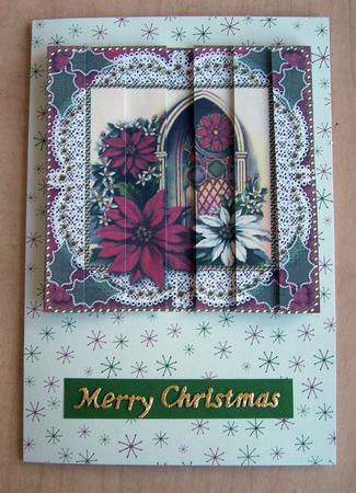 Christmas Poinsettia Window 5inch Sq Straight 2 Side Stacker by Eunice Roberts