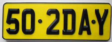 Large Dl 50th Birthday Novelty Number Plate and 3D Decoupage by Eunice Roberts
