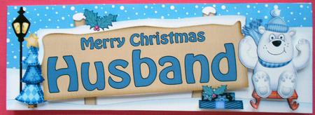 Xmas Husband Bear Signpost Large Dl Easicut 3D Decoupage by Eunice Roberts