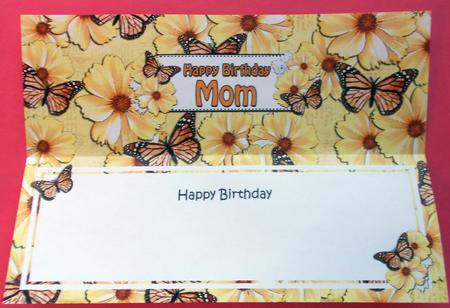 Birthday Mom Floral Butterflies Large Dl Matching Insert by Eunice Roberts