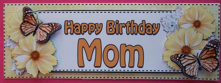 Large Dl Birthday Mom Floral Butterflies Card & 3D Decoupage by Eunice Roberts