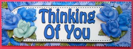 Large Dl Thinking of You Roses Card & 3D Decoupage by Eunice Roberts