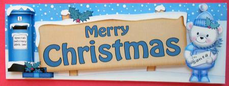 Christmas Teddy Ed Signpost Large Dl Easicut 3D Decoupage by Eunice Roberts