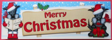 Christmas Scottie Dog Signpost Large Dl Easicut 3D Decoupage by Eunice Roberts
