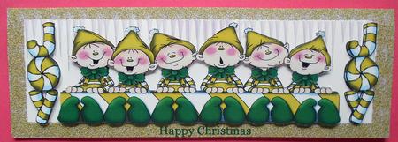 Joyful Little Elf's with Candy Cane Dl in Gold by Eunice Roberts
