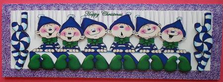 Joyful Little Elf's with Candy Cane Dl in Blue by Eunice Roberts