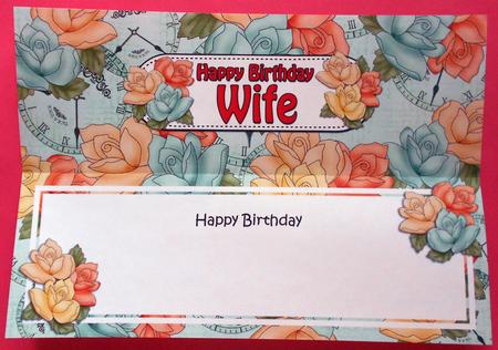 Happy Birthday Wife Roses Matching Large Dl Insert by Eunice Roberts