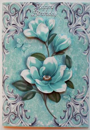 Beautiful Aqua Flower Bunch A4 by Eunice Roberts