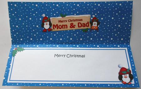 Xmas Mom & Dad Penguins Signpost Large Dl Matching Insert by Eunice Roberts