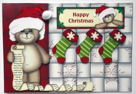 Teddies Santa List with Stockings by Eunice Roberts