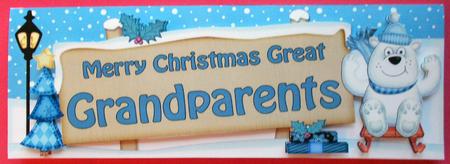 Xmas Great Grandparents Bear Signpost Lge Dl Easicut Decoup by Eunice Roberts