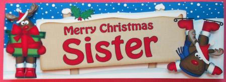 Xmas Sister Rudolph Signpost Large Dl Easicut 3D Decoupage by Eunice Roberts